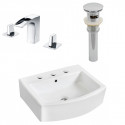 American Imaginations AI-26502 22.25-in. W Above Counter White Vessel Set For 3H8-in. Center Faucet - Faucet Included