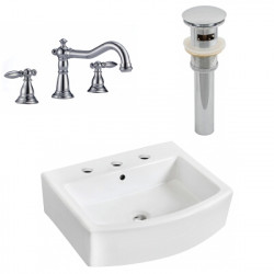 American Imaginations AI-26503 22.25-in. W Above Counter White Vessel Set For 3H8-in. Center Faucet - Faucet Included