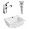 American Imaginations AI-26505 22.25-in. W Wall Mount White Vessel Set For 1 Hole Center Faucet - Faucet Included