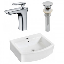 American Imaginations AI-26508 22.25-in. W Wall Mount White Vessel Set For 1 Hole Center Faucet - Faucet Included
