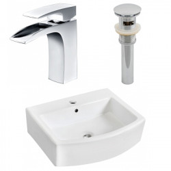 American Imaginations AI-26509 22.25-in. W Wall Mount White Vessel Set For 1 Hole Center Faucet - Faucet Included
