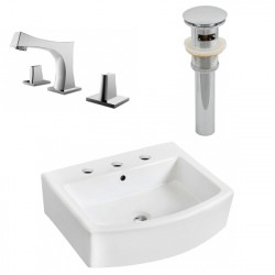 American Imaginations AI-26511 22.25-in. W Wall Mount White Vessel Set For 3H8-in. Center Faucet - Faucet Included