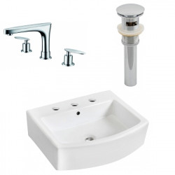 American Imaginations AI-26513 22.25-in. W Wall Mount White Vessel Set For 3H8-in. Center Faucet - Faucet Included