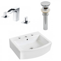 American Imaginations AI-26514 22.25-in. W Wall Mount White Vessel Set For 3H8-in. Center Faucet - Faucet Included