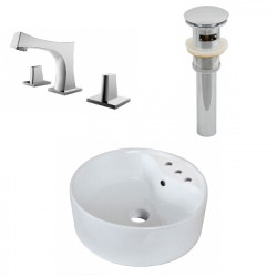 American Imaginations AI-26517 18.25-in. W Above Counter White Vessel Set For 3H8-in. Center Faucet - Faucet Included