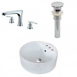 American Imaginations AI-26519 18.25-in. W Above Counter White Vessel Set For 3H8-in. Center Faucet - Faucet Included