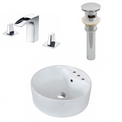 American Imaginations AI-26520 18.25-in. W Above Counter White Vessel Set For 3H8-in. Center Faucet - Faucet Included