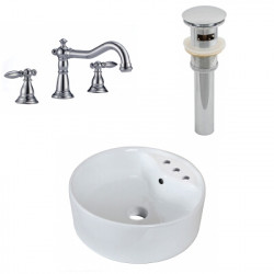 American Imaginations AI-26521 18.25-in. W Above Counter White Vessel Set For 3H8-in. Center Faucet - Faucet Included
