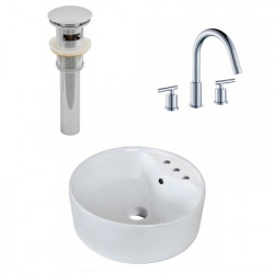 American Imaginations AI-26522 18.25-in. W Above Counter White Vessel Set For 3H8-in. Center Faucet - Faucet Included