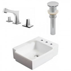 American Imaginations AI-26523 16.25-in. W Above Counter White Vessel Set For 3H8-in. Right Faucet - Faucet Included
