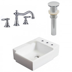 American Imaginations AI-26527 16.25-in. W Above Counter White Vessel Set For 3H8-in. Right Faucet - Faucet Included