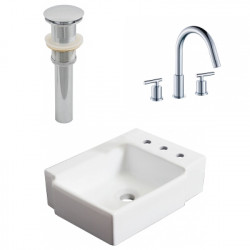 American Imaginations AI-26528 16.25-in. W Above Counter White Vessel Set For 3H8-in. Right Faucet - Faucet Included