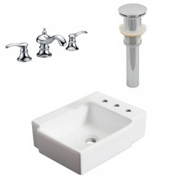 American Imaginations AI-26530 16.25-in. W Wall Mount White Vessel Set For 3H8-in. Right Faucet - Faucet Included