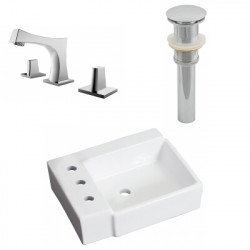 American Imaginations AI-26535 16.25-in. W Above Counter White Vessel Set For 3H8-in. Left Faucet - Faucet Included
