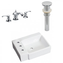 American Imaginations AI-26536 16.25-in. W Above Counter White Vessel Set For 3H8-in. Left Faucet - Faucet Included