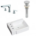 American Imaginations AI-26537 16.25-in. W Above Counter White Vessel Set For 3H8-in. Left Faucet - Faucet Included