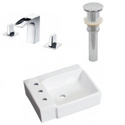 American Imaginations AI-26538 16.25-in. W Above Counter White Vessel Set For 3H8-in. Left Faucet - Faucet Included