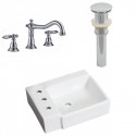 American Imaginations AI-26539 16.25-in. W Above Counter White Vessel Set For 3H8-in. Left Faucet - Faucet Included