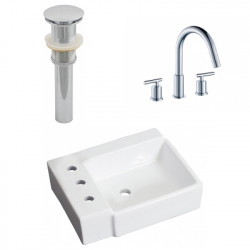 American Imaginations AI-26540 16.25-in. W Above Counter White Vessel Set For 3H8-in. Left Faucet - Faucet Included