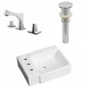 American Imaginations AI-26541 16.25-in. W Wall Mount White Vessel Set For 3H8-in. Left Faucet - Faucet Included