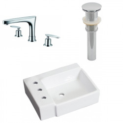 American Imaginations AI-26543 16.25-in. W Wall Mount White Vessel Set For 3H8-in. Left Faucet - Faucet Included