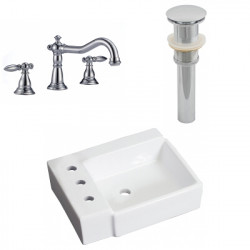 American Imaginations AI-26545 16.25-in. W Wall Mount White Vessel Set For 3H8-in. Left Faucet - Faucet Included