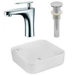 American Imaginations AI-26549 17-in. W Above Counter White Vessel Set For 1 Hole Left Faucet - Faucet Included