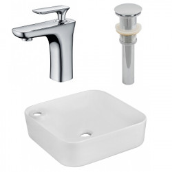 American Imaginations AI-26550 17-in. W Above Counter White Vessel Set For 1 Hole Left Faucet - Faucet Included
