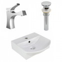 American Imaginations AI-26553 13.75-in. W Wall Mount White Vessel Set For 1 Hole Center Faucet - Faucet Included