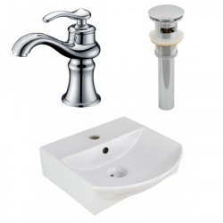 American Imaginations AI-26554 13.75-in. W Wall Mount White Vessel Set For 1 Hole Center Faucet - Faucet Included