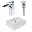 American Imaginations AI-26557 13.75-in. W Wall Mount White Vessel Set For 1 Hole Center Faucet - Faucet Included