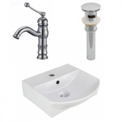American Imaginations AI-26558 13.75-in. W Wall Mount White Vessel Set For 1 Hole Center Faucet - Faucet Included