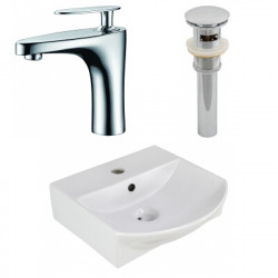 American Imaginations AI-26561 13.75-in. W Above Counter White Vessel Set For 1 Hole Center Faucet - Faucet Included