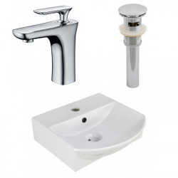 American Imaginations AI-26562 13.75-in. W Above Counter White Vessel Set For 1 Hole Center Faucet - Faucet Included