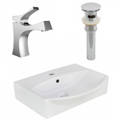 American Imaginations AI-26565 19.5-in. W Wall Mount White Vessel Set For 1 Hole Center Faucet - Faucet Included