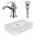American Imaginations AI-26566 19.5-in. W Wall Mount White Vessel Set For 1 Hole Center Faucet - Faucet Included