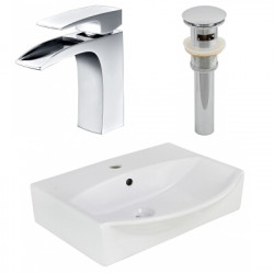 American Imaginations AI-26569 19.5-in. W Wall Mount White Vessel Set For 1 Hole Center Faucet - Faucet Included