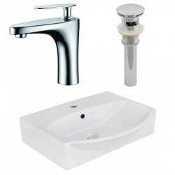 American Imaginations AI-26573 19.5-in. W Above Counter White Vessel Set For 1 Hole Center Faucet - Faucet Included