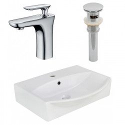 American Imaginations AI-26574 19.5-in. W Above Counter White Vessel Set For 1 Hole Center Faucet - Faucet Included