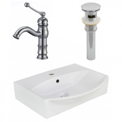 American Imaginations AI-26576 19.5-in. W Above Counter White Vessel Set For 1 Hole Center Faucet - Faucet Included