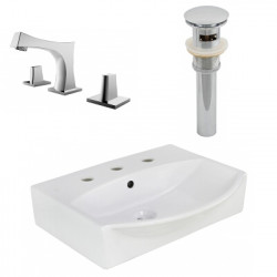 American Imaginations AI-26577 19.5-in. W Wall Mount White Vessel Set For 3H8-in. Center Faucet - Faucet Included