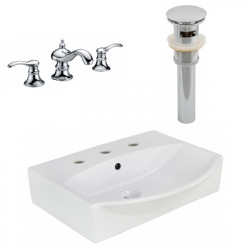 American Imaginations AI-26578 19.5-in. W Wall Mount White Vessel Set For 3H8-in. Center Faucet - Faucet Included