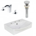 American Imaginations AI-26580 19.5-in. W Wall Mount White Vessel Set For 3H8-in. Center Faucet - Faucet Included