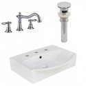 American Imaginations AI-26581 19.5-in. W Wall Mount White Vessel Set For 3H8-in. Center Faucet - Faucet Included