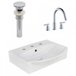 American Imaginations AI-26582 19.5-in. W Wall Mount White Vessel Set For 3H8-in. Center Faucet - Faucet Included