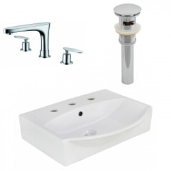 American Imaginations AI-26585 19.5-in. W Above Counter White Vessel Set For 3H8-in. Center Faucet - Faucet Included