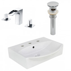 American Imaginations AI-26586 19.5-in. W Above Counter White Vessel Set For 3H8-in. Center Faucet - Faucet Included