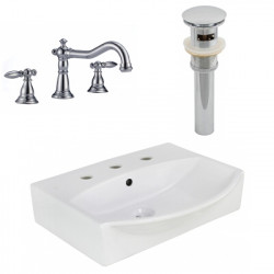 American Imaginations AI-26587 19.5-in. W Above Counter White Vessel Set For 3H8-in. Center Faucet - Faucet Included