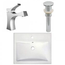 American Imaginations AI-26589 20.75-in. W Semi-Recessed White Vessel Set For 1 Hole Center Faucet - Faucet Included