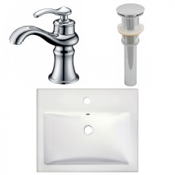 American Imaginations AI-26590 20.75-in. W Semi-Recessed White Vessel Set For 1 Hole Center Faucet - Faucet Included
